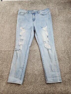 Judy Blue Boyfriend Jeans Women 11/30 Blue Distressed